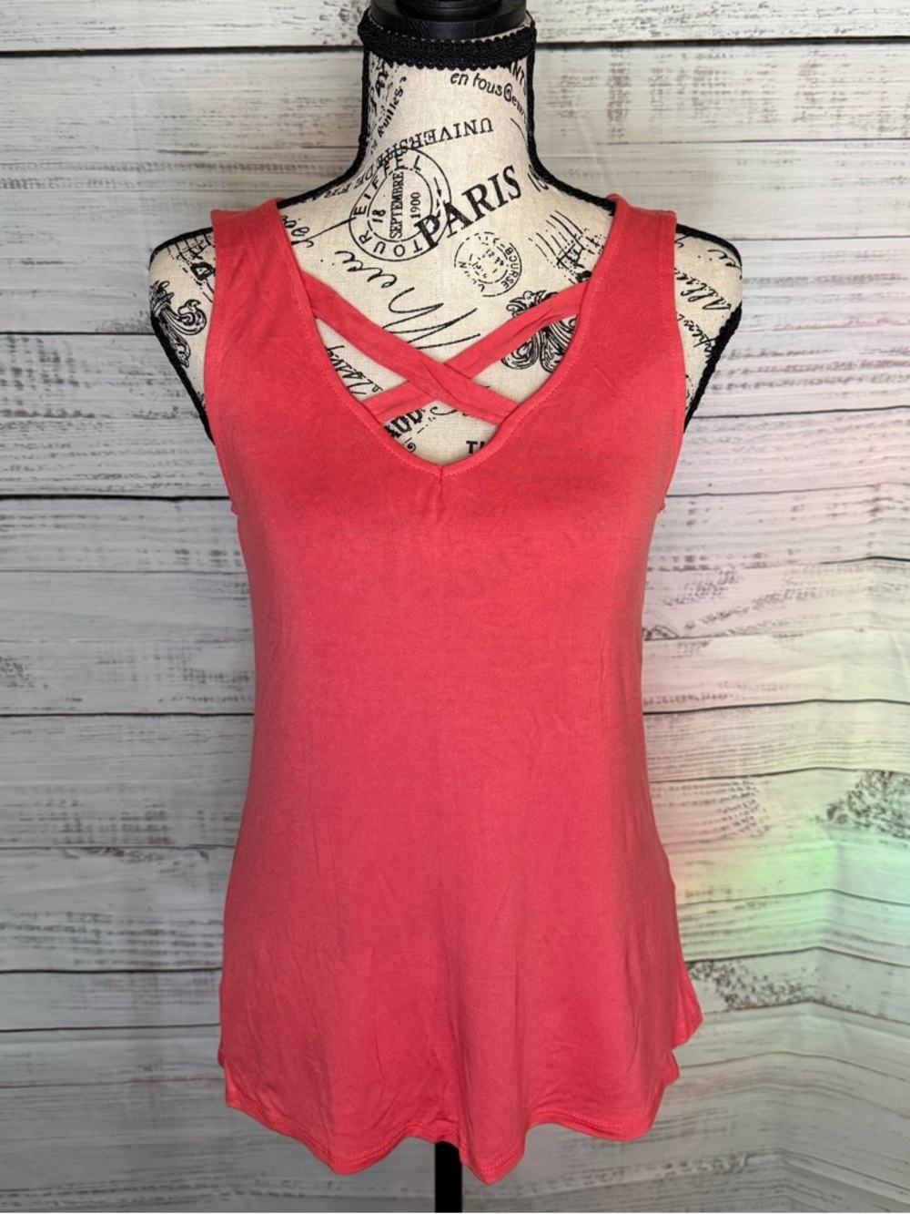 Coral Crisscross V-Neck Women's Tank Top from pulse boutique size small